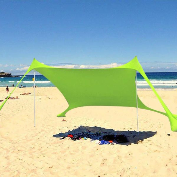 Shelters Family Beach Sunshade Leichtes Sonnenschutzzelt mit Sandsackankern 4 kostenlose Heringe UPF50+ UV Große tragbare Überdachung Drop Shipping