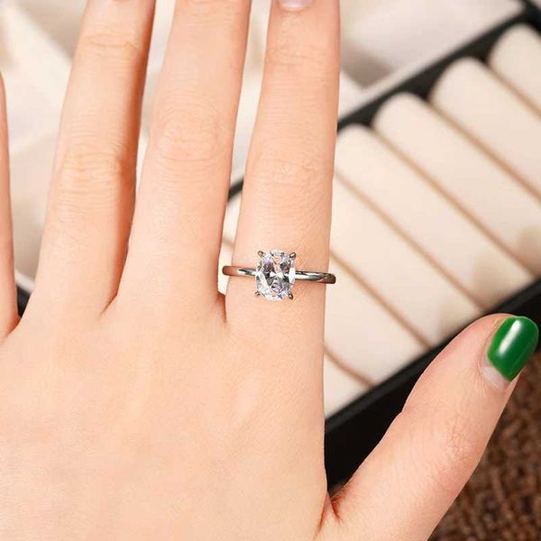 2pcs обручальные кольца Huitan Oval Cut Cubic Circonia Ring