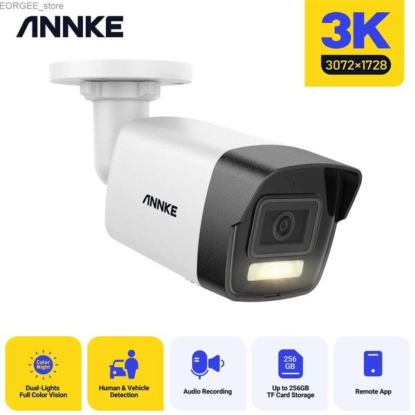 Outras câmeras de CCTV Annke 3k 5mp Smart Dual Light IR Câmera de rede IR IR Integração Mic Mic Supoort Detecção de veículos humanos Câmeras à prova d'água Y240403