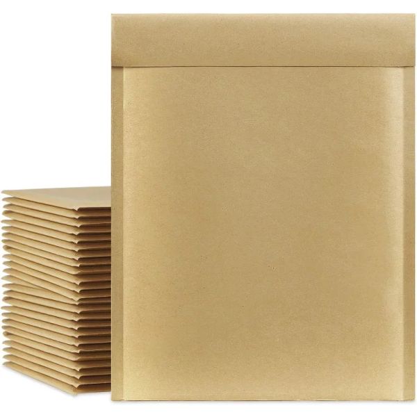 Postalar 50 PCS Doğal Kahverengi Kabarcık Postalar Kraft Kağıt Yastık Yastıklı Zarflar Posta için kabuk ve SEAL ile Nakliye Çantaları