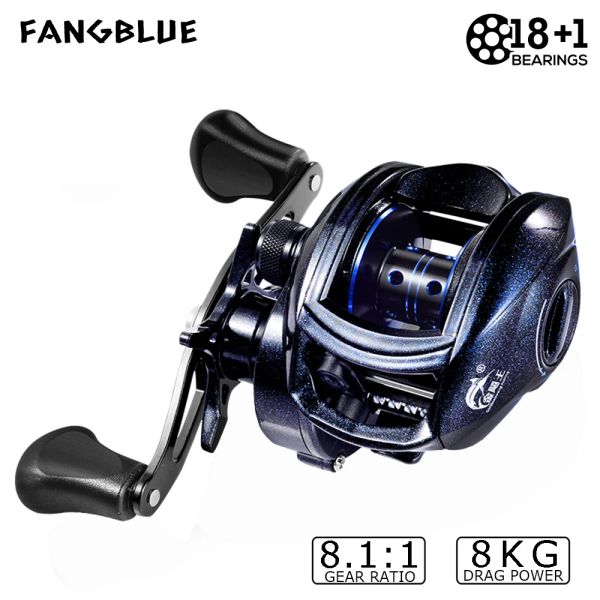 Rollen Baitcasting Fishing Rolle Salzwasser Starry Blue Graphit Körpermagnetbremssystem 8 kg Maximale Luftwiderstand 8.1: 1 Zahnradverhältnis Fischerei -Rollen