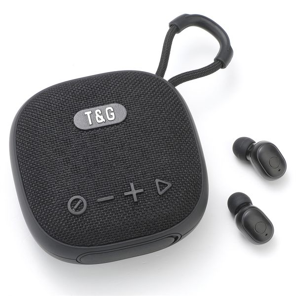 Authentischer TG813 Mini Bluetooth Headset Wireless Lautsprecher 2in1 TWS Dual Stereo Outdoor Tragbarer wasserdichte Mini -Earphone -Unterstützung FM TF Card Aux -Wiedergabe
