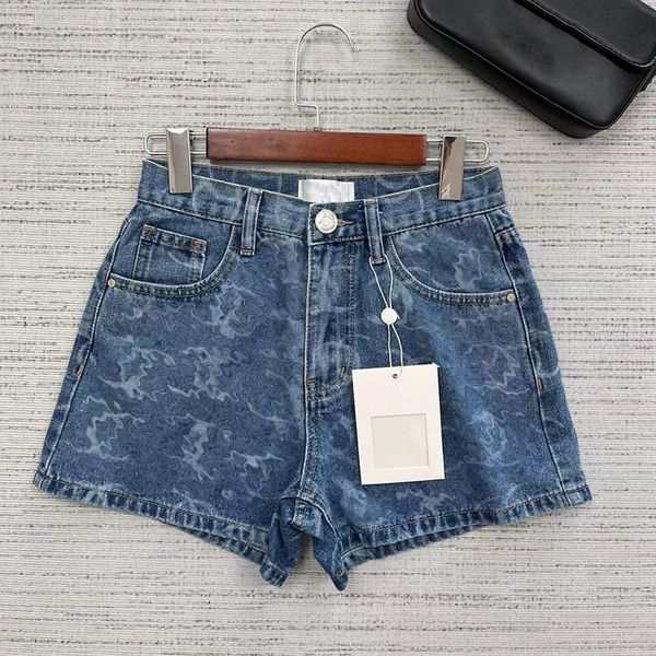 Designerinnen Frauen Kleidung Jeans Shorts Wide Leghose Sommer Neue Volldruckbuchstaben Design mit Pailletten auf der Gesäßtasche Damen Hohe Taille Lose Lose Slim eine Linie