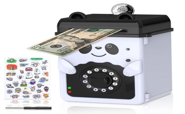 Обучение игрушкам Mommed Piggy Bank Money Mini Saving Att с паролем электронная для мальчиков и ADT Panda Real Coin в качестве подарков BI8828785