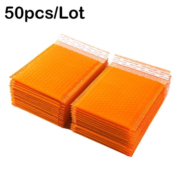 Mailers 50pcs bolha mala direta Poly Bubble Mailer self Seal envelopes acolchoados sacos de presente sacolas de embalagem laranja para livro