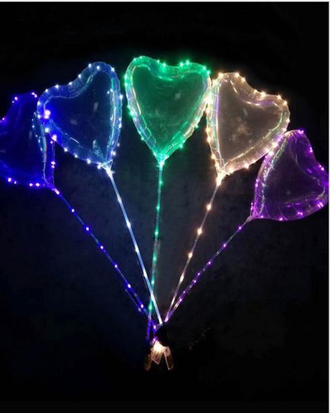 Valentine039s Day Gifts Led Love Heart Bobo Ball Balloons Night Lights Clear Flash Air Gallion per la festa di nozze Decora3362518