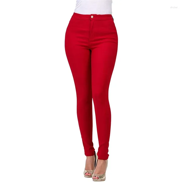 Damen Jeans Frühling und Sommer dünn rot für Frauen elastische Slim Fit bunte Freizeithosen Leggings Füße