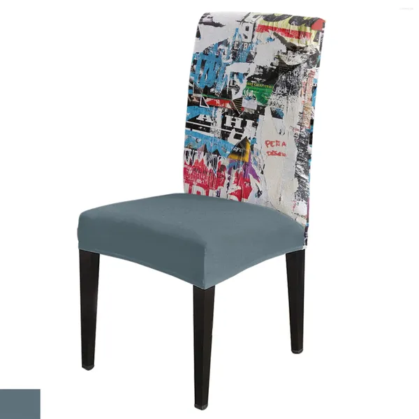 Крышка стулья Street Vintage Old Spaper Graffiti Cover Cover Stand Spandex Strect Seat Seat Home Office Offic