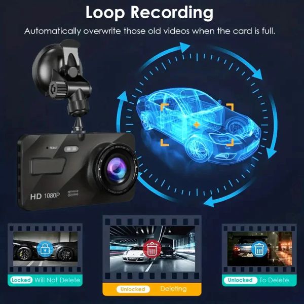 1080p Dash Cam für Autos 3 Zoll Touchscreenauto DVR Video Recorder Rückblick Kamera für Fahrzeugparksensorautos Asskorien