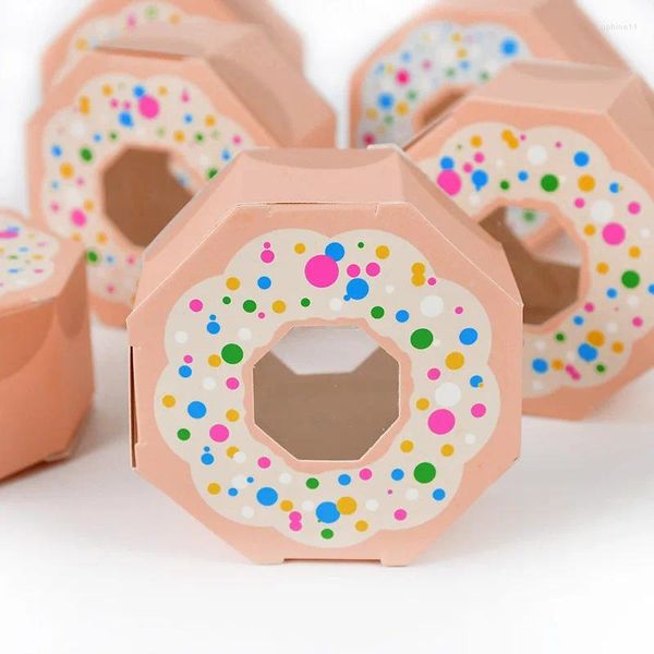 Geschenkverpackung 10pcs Donut Style Candy Box Hochzeit Geburtstag Babyparty Thema Keksschokoladenboxen bevorzugt Paket