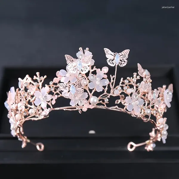 Haarklammern Barock Perle Strasskronblume Blume Schmetterling Prinzessin Tiara Stirnband Haarband Frauen Braut Hochzeitszubehör Schmuck