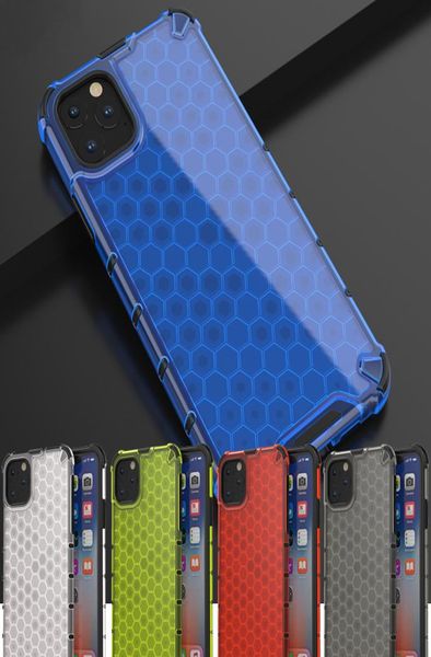 Honeycomb robusto híbrido armadura caso para iphone 11 pro max 2019 xs max xr xs x 8 7 6s 6 plus capa traseira transparente caso de telefone new3707182