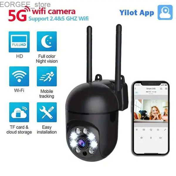 Outras câmeras CCTV 2.4G/5G Wi -Fi Monitoramento da câmera de câmera IP Outdoor Visão noturna Visão sem fio PTZ Câmera de segurança Monitor de rastreamento Inteligente Y240403