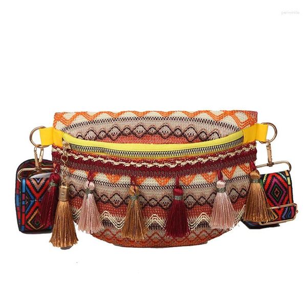 Stume da stoccaggio Women S Waistpack Boho Hippie Waist Borse Fanny Pack con cinghia regolabile colorato (blu 8 46 pollici 5 91 pollici)