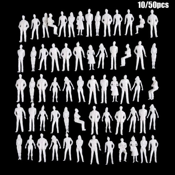 10/50pcs Miniatura Figuras brancas Modelo arquitetônico Modelo de escala humana Povos de plástico ABS 1: 50/75/100/150/200 Modelo de escala