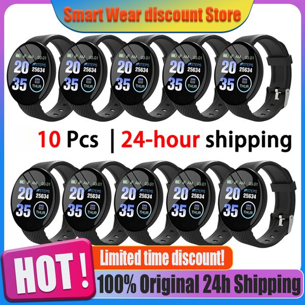 D18 Smart Watch Wholesale 10 pezzi uomini Smartwatch per la pressione sanguigna Wateride Women Fitness Monitor Fitness Tracker Watch Sport