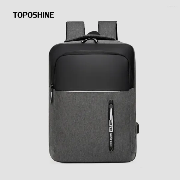 Backpack Toposhine Patchwork School USB Ladeling männlicher Geschäfts Reise Rucksack für 15,6 -Zoll -Laptop Freizeittaschen