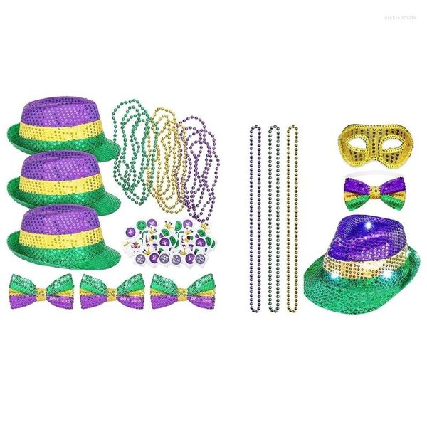 Beretti Mardi Gras Party Decoraton Set paillettes Fedora Eyewear Festive Supplies