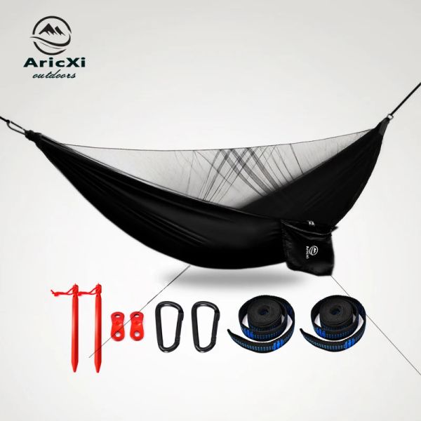 Mobiliário aricxi hammock acampamento portátil hammock dobring quintal pára -quedas corda hammock hammock de árvore com mosquito net