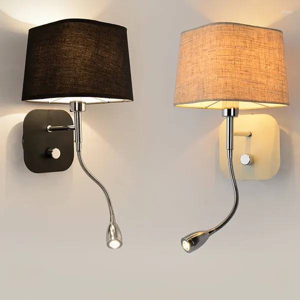 Lâmpada de parede moderna arandela com interruptor lâmpadas de cama banheiro ferro estiramento comprimento ajustável luzes da sala de estudo