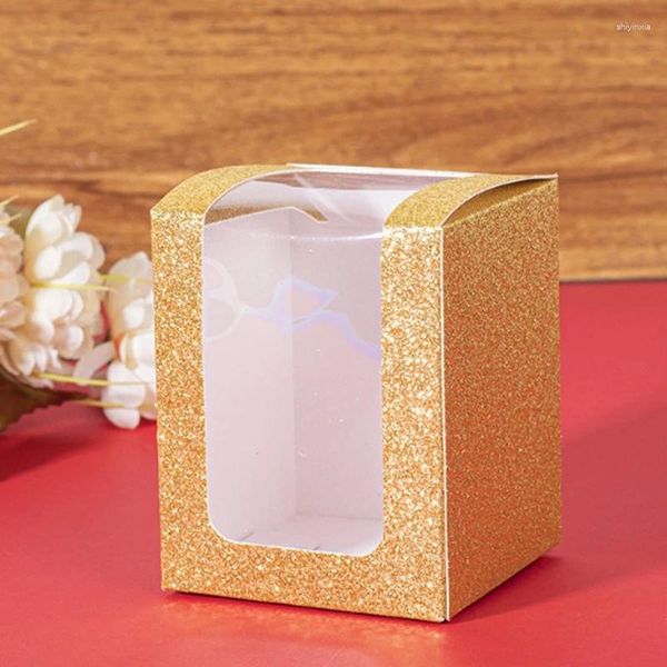 Geschenkverpackung 50pcs Square kleine Kisten mit transparentem Fenster für Hochzeits Geburtstag Weihnachten Party Geschenke Produktverpackung Box