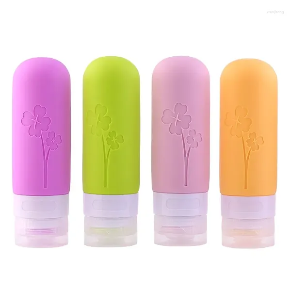 Garrafas de armazenamento Silicone Dispenser Bottle Flip Top pode viajar