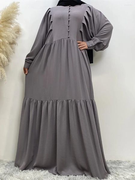 Roupas étnicas Muçulmanas femininas abaya de estilo solto de chiffon vestido longo cor sólida cor islâmica Dubai Turquia