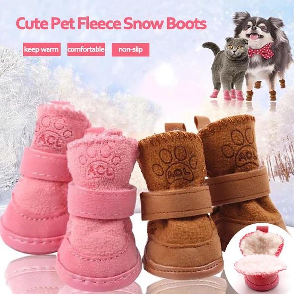 Hundekleidung 4 Stücke/Set süßer Stiefel für Schnee im Freien Schnee Anti -Slip -Welpen bequeme Haustiere Winter warme Schuhe