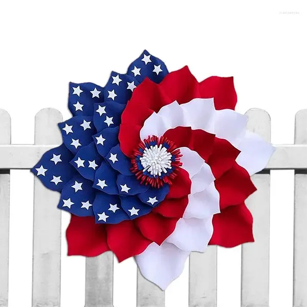 Fiori decorativi 4 luglio Giorni Giove Veterani Patriotic Americana Acrafted Memorial Festival Garland Decoration