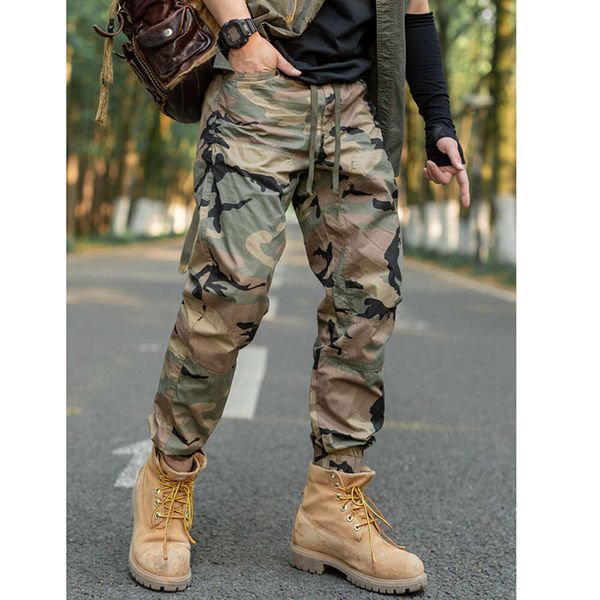 Summer Thin American American Youth Masculino Marca Hardman Camuflagem Leggings de manchas grandes