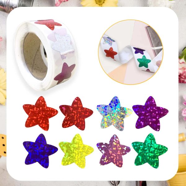 500pcs adesivos de estrela coloridos para crianças recompensa a escola de aula da sala de aula adesivos holográficos Stars para professores pais Diy Craft