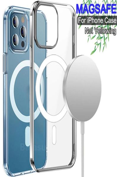Capa de acrílico à prova de choque Casos de telefone transparente para iPhone 13 12 11 Pro Max mini xr x 7 8 mais xs magsafe iphone capa sem fio Magnictick8746808