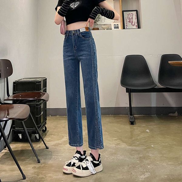 Corti jeans primavera/estate per donne pantaloni tuboli di fumo slim fit con tacchi divisi per jeans a vita alta da donna alla moda personalizzati