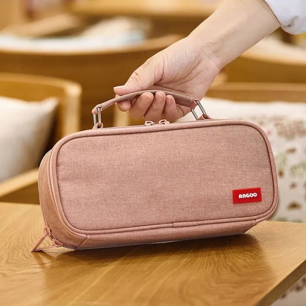 Taschen Angoo Twin Storage Stift Beutel Bleistift Hülle Multi -Slot -Schicht Netter Griff großer Kapazität Handtasche Typ Beutel School A6736