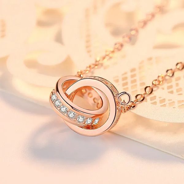 2024 designer di gioielli per donna collana in oro argento sterling doppio anello ciondolo con diamanti collana in oro rosa femminile collana con catena a sfera in maschera regalo q12