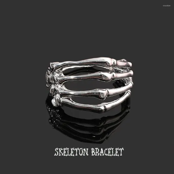 Bangle Halloween Gothic Silver Color Skeleton Bracelets para homens para homens Punk Horror Bangles Acessórios Cosplay