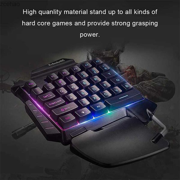 Teclados pretos de um teclado para jogos com uma mão preta RGB Backlight Backlight Mini Gaming Keyboard Game Controller Adequado para PC PS4 Xbox Gamer 18x25cml2404