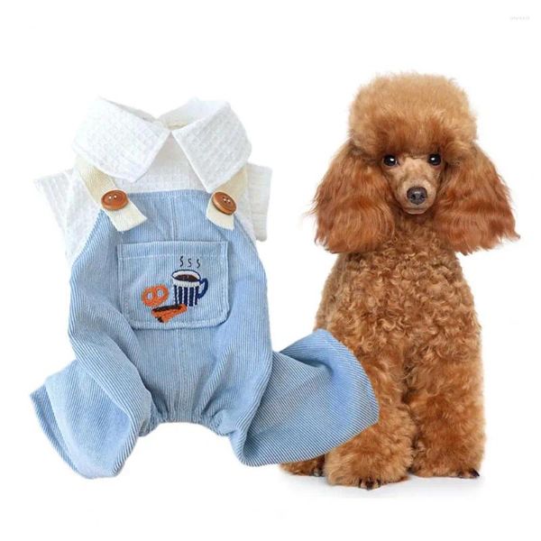 Vestuário de vestuário de cachorro Bodysuit de animais de estimação vestir de retalhos de quatro pernas vestir excelente pão de café com calças com babador