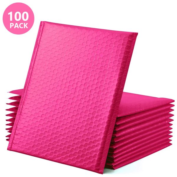 Mailer 100pcs Pink Foam Umschlagbeutel Selbstversiegelung Mailer gepolsterte Versandumschläge mit Bubble Mailing Bag Versandgeschenkpakete Tasche