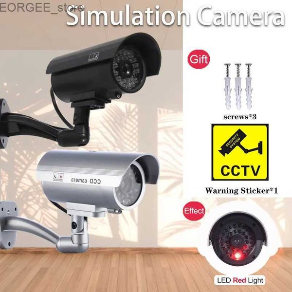 Outras câmeras de CCTV 1 câmera fictícia falsa com pisca -Red LED Bullet em forma de segurança à prova d'água Câmera de vigilância CCTV Y240403