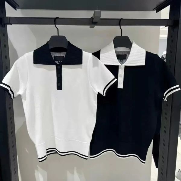 Südkoreanische Sommergolfkleidung Damen T -Shirt dünn atmungsaktiv und schlanker Kragen kurzärmeliger Strickpullover 240403