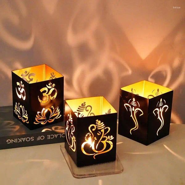 Titulares de vela Lotus Candlestick Halloween Holder Lights Lights Patio Patio Holding Ornamentos Acessórios para decoração de festa