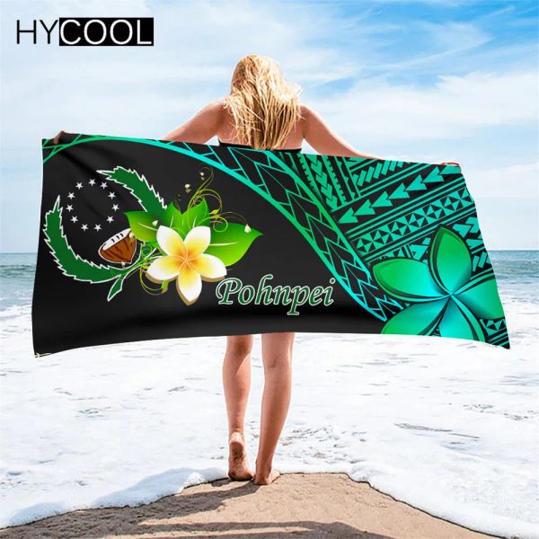 Accessori per le vendite calde asciugamani da nuoto in spiaggia pohnpei chuuk polieesiani con plumeria stampato da viaggio da viaggio da viaggio assorbente asciugamano per capelli