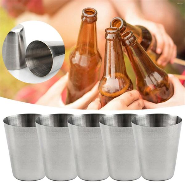 Canecas 6pcs 1oz/30 ml de metal aço inoxidável copo de caneca bebe café Tumbler de cerveja Viagem de piscina ao ar livre xícaras de piscina