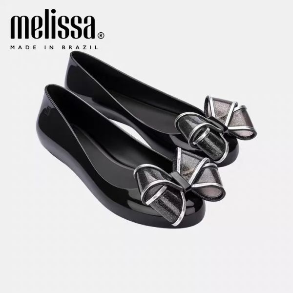 Boots Brasil Melissa 2022 Summer feminino Sapatos de geléia feminino Big Bow Bow Flat Flat Sapat