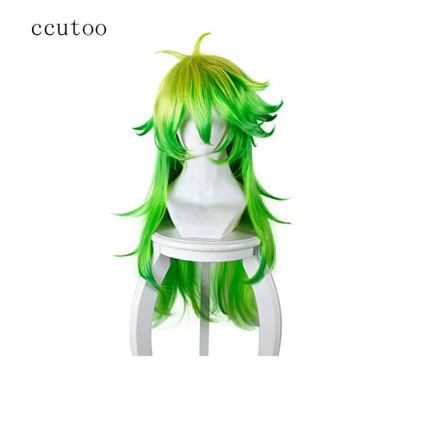 Wigs ccutoo 80 cm ricci lunghi giallo verde giallo ombre syntheitc capelli cosplay wig detenzione nanbaka niko n. 25