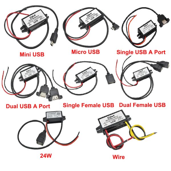12 V bis 5V 2A 3a 10W 15W 24W DC-DC-Stufe Buckwandler Stromversorgungsmodul Mini USB Micro USB Männlich Frauen Typ-C-Adapter