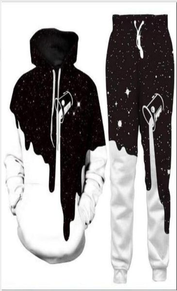 Nuovo Menwomens Space Galaxy Milk gocciolante Funny 3D Fashion Tracksuits Crewneck Hip Hop Selda e pantaloni da 2 PC Set Hoodie8888998