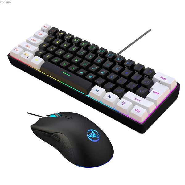 Teclados 61 Keys Wired Black Black Keyboard RGB Gaming Programmable Mouse Kit Kit de luz de fundo e combos de mouse para pubg gamerl2404