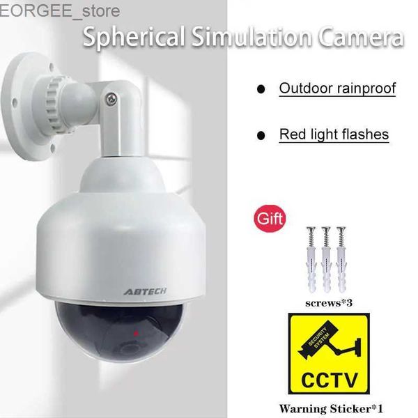 Altre fotocamere CCTV FACE CAMERA DUMMA FACE DUMMINE IP54 IP54 Sorveglianza di sicurezza pioggia Camera da cupola flash con adesivo di avviso CCTV facile da installare Y240403